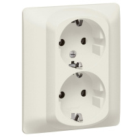 Розетка 2х2К+3 Legrand Galea Life 16A 250V с/з со шторками винтовой зажим перламутр 771531