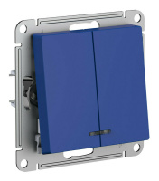 Выключатель 2-клавишный Systeme Electric ATLASDESIGN с подсветкой, скрытый монтаж, аквамарин, ATN001153