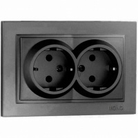 Розетка двойная з заземлення Mono Electric Despina 16А 250В графит 102-202004-120