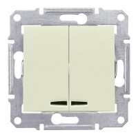 Выключатель двухклавишный с синей подсветкой Schneider Electric Sedna 10A 250V SDN0300347