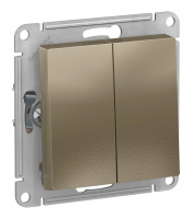 Переключатель 2-клавишный Schneider Electric ATLASDESIGN, скрытый монтаж, шампань