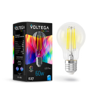 Лампа светодиодная филаментная Voltega E27 7W 4000K груша прозрачная VG10-A60E27cold7W-FHR 7155