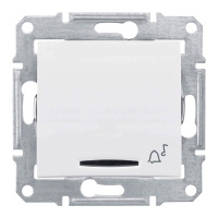 Выключатель кнопочный с синей подсветкой Звонок Schneider Electric Sedna 10A 250V SDN1600421