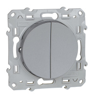 Выключатель 2-клавишный Schneider Electric ODACE, скрытый монтаж, алюминий