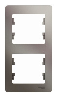 Рамка 2 поста Schneider Electric GLOSSA, вертикальная, платина
