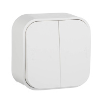 Выключатель двухклавишный Legrand Quteo 10A 250V белый 782202