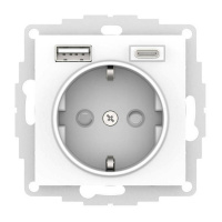 AtlasDesign РОЗЕТКА 16А с 2 USB A+C, мех, БЕЛЫЙ
