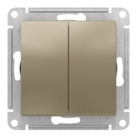 Переключатель 2-клавишный перекрестный Systeme Electric ATLASDESIGN, скрытый монтаж, шампань, ATN000573