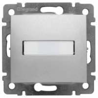 Выключатель кнопочный одноклавишный Legrand Valena 10A 12V с подсветкой держателем этикетки алюминий 770217