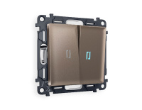 Комплект механизма 2-кл выключателя с подсветкой Ambrella Volt Alfa MA634020