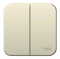 Выключатель 2-клавишный Systeme Electric BLANCA, открытый монтаж, молочный, BLNVA105002