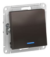 Переключатель 1-клавишный Schneider Electric ATLASDESIGN, с подсветкой, скрытый монтаж, мокко