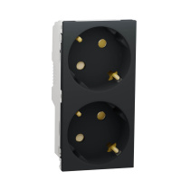 Розетка двойная Schneider Electric Unica New Modular с/з со шторками NU306754A