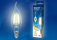 Лампа светодиодная филаментная (UL-00002863) Uniel E14 5W 3000K LED-CW35-5W/WW/E14/CL/DIM GLA01TR