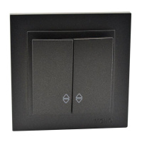 Выключатель двухклавишный проходной Mono Electric Despina 10А 250В графит 102-202023-111