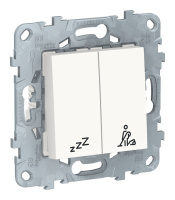 Выключатель 2-клавишный кнопочный "Не беспокоить/Убрать"Schneider Electric UNICA NEW, скрытый монтаж, белый