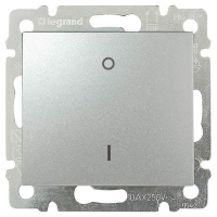 Выключатель одноклавишный двухполюсный Legrand Valena 16A 250V алюминий 770204