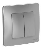 Выключатель 2-клавишный Systeme Electric BLANCA, скрытый монтаж, алюминий, BLNVS010503