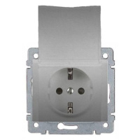 Розетка 2К+3 Legrand Galea Life 16A 250V с/з со шторками крышкой автоматические клеммы алюминий 771364