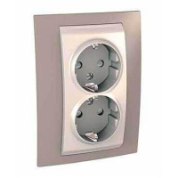 Розетка двойная Schneider Electric Unica с/з со шторками 10A 250V MGU63.067.574