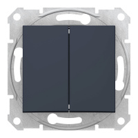 Переключатель 2-клавишный Schneider Electric SEDNA, скрытый монтаж, графит
