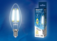 Лампа светодиодная филаментная (UL-00002862) Uniel E14 5W 4000K LED-C35-5W/NW/E14/CL/DIM GLA01TR