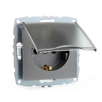 Розетка с заземлением с крышкой Mono Electric Despina-Larissa 16А 250В антрацит 500-002421-118