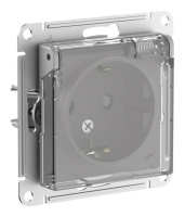 Розетка IP44 Systeme Electric ATLASDESIGN AQUA, скрытый монтаж, с заземлением, с крышкой, со шторками, алюминий, ATN440346