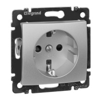 Розетка 2К+3 Legrand Valena 16A 250V с/з со шторками винтовой зажим алюминий 770121