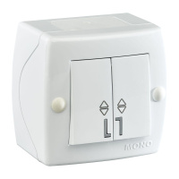 Выключатель двухклавишный проходной Mono Electric Octans IP20 10А 250В белый 104-010101-111