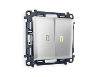 Комплект механизма 2-кл проходного выключателя с подсветкой Ambrella Volt Alfa MA404030