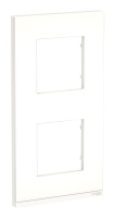 Рамка 2 поста Schneider Electric UNICA PURE, вертикальная, матовое стекло, белый
