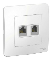 Розетка телефонная+компьютерная RJ11+RJ45 Systeme Electric BLANCA, скрытый монтаж, белый, BLNIS045111