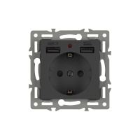 Механизм розетки с USB зарядкой Arlight SCT-MUAA-PL-BK (250V, 16A) 043734