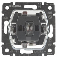 Выключатель одноклавишный кнопочный Legrand Galea Life 10A 250V с подсветкой 775813