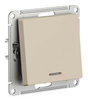 Выключатель 1-клавишный Systeme Electric ATLASDESIGN с подсветкой, скрытый монтаж, песочный, ATN001213