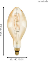 Лампа светодиодная филаментная диммируемая Eglo E27 8W 2100К янтарь 11685